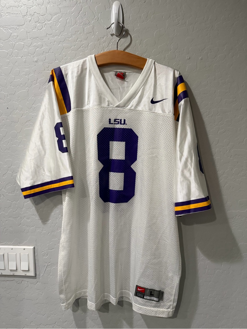 Vintage Nike LSU Home Football Jersey #8 Large Bin 2